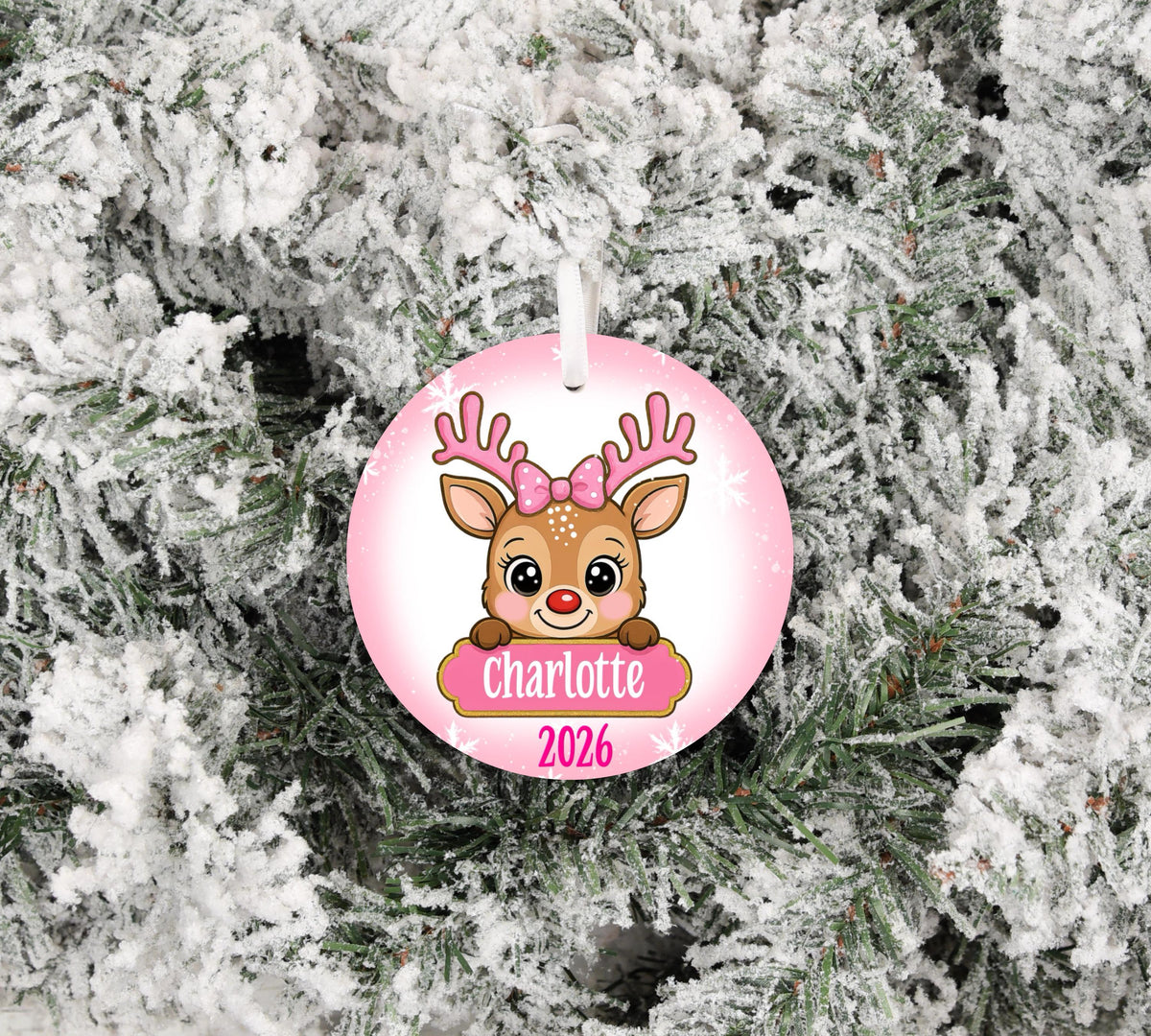 Personalized Girls Snowman Highland Cow Reindeer Gingerbread  2026 Christmas Sublimation Ornament