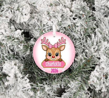 Personalized Girls Snowman Highland Cow Reindeer Gingerbread  2026 Christmas Sublimation Ornament