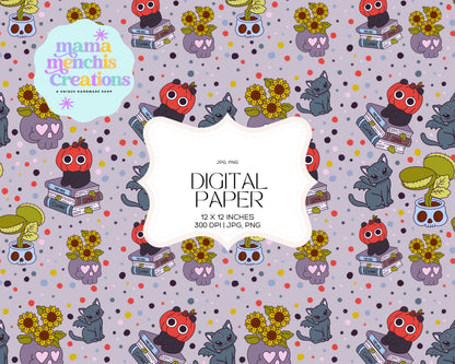 Morbid Plants 12x12 Repeating Pattern Digital Paper sublimation DTF Hand Drawn PNG Digital Download