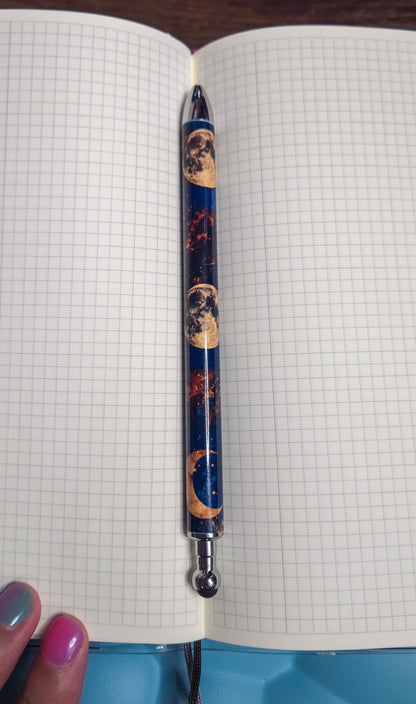 Celestial Moon Phase Refillable Retractable Gel Pen