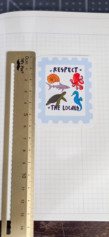 Respect the Locals Sea Animals Glossy Die Cut Bujo Journal Planner Sticker