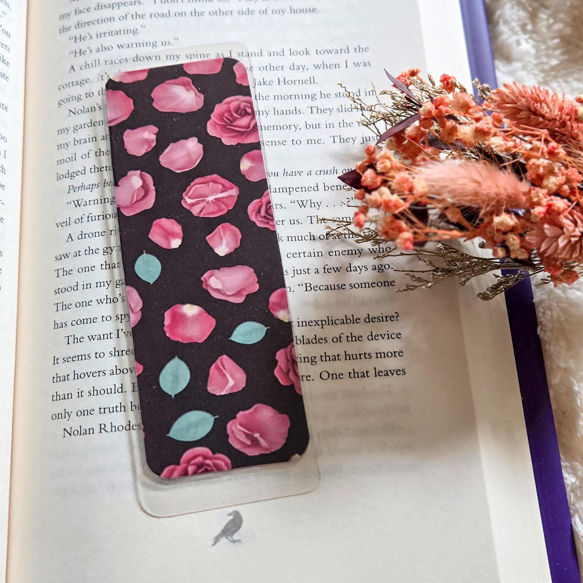Dark Vibes Floral Handmade Laminated Bookmark