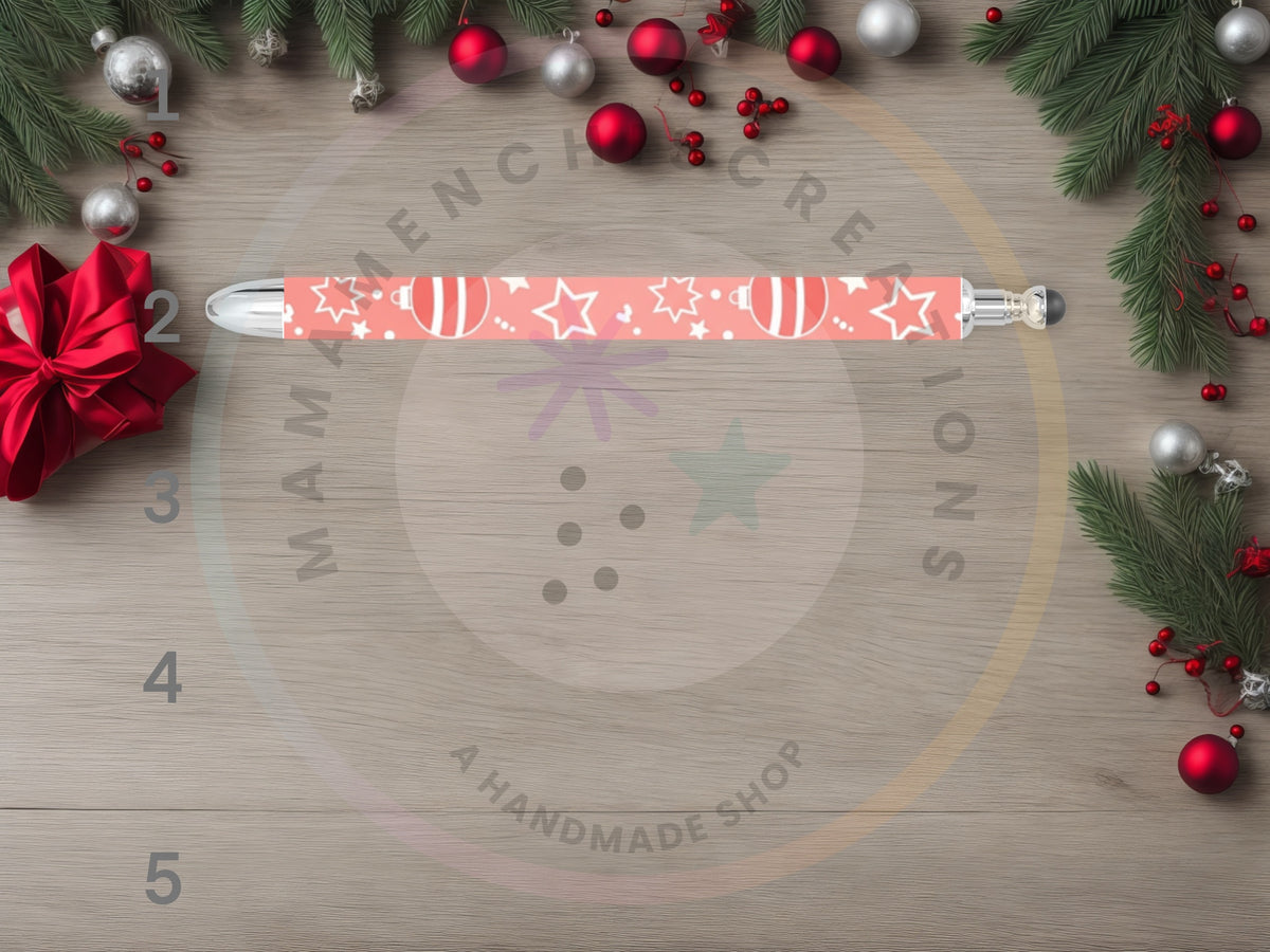 Pastel Pink Christmas Refillable Gel Pen
