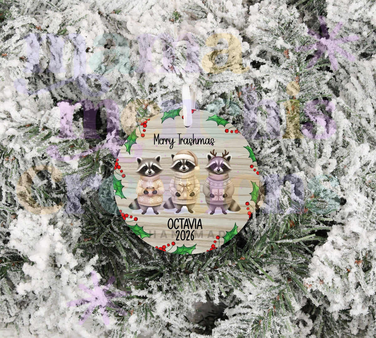 Merry Trashmas Raccoon personalized 2026 Christmas Ornament