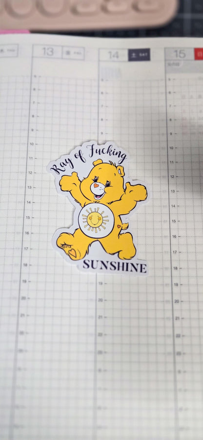 Swear Bears Ray of Sunshine Glossy Die Cut Bujo Journal Planner Sticker