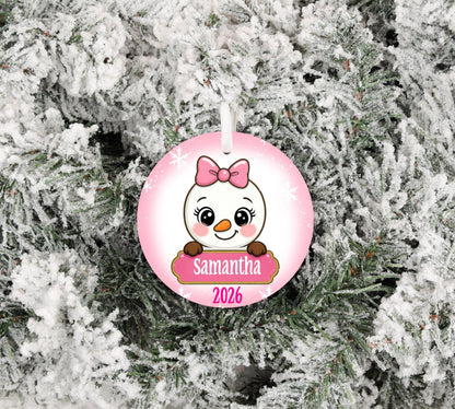 Personalized Girls Snowman Highland Cow Reindeer Gingerbread  2026 Christmas Sublimation Ornament