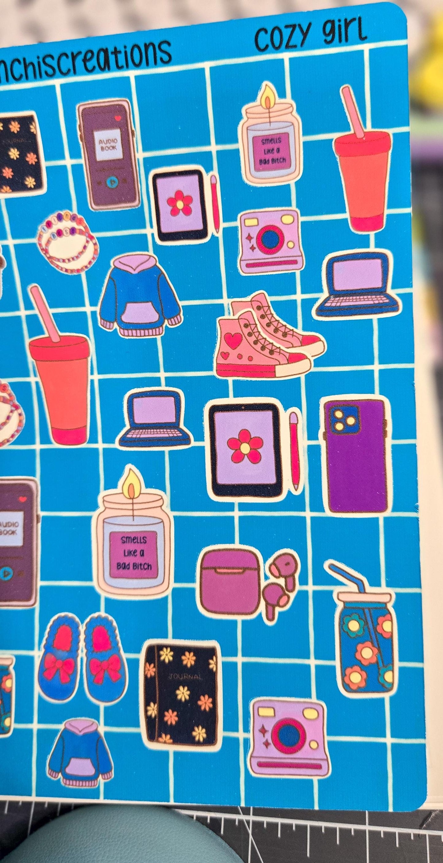 Cozy Girl Cozy Vibes Bujo Journal Planner deco Sticker Sheet
