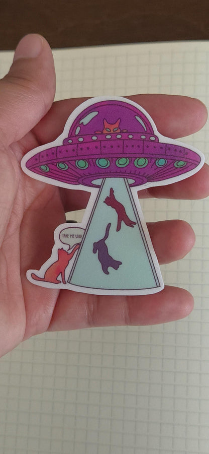 Alien Cat Cat Lovers Outer Space Die Cut Bujo Journal Planner Laptop Sticker