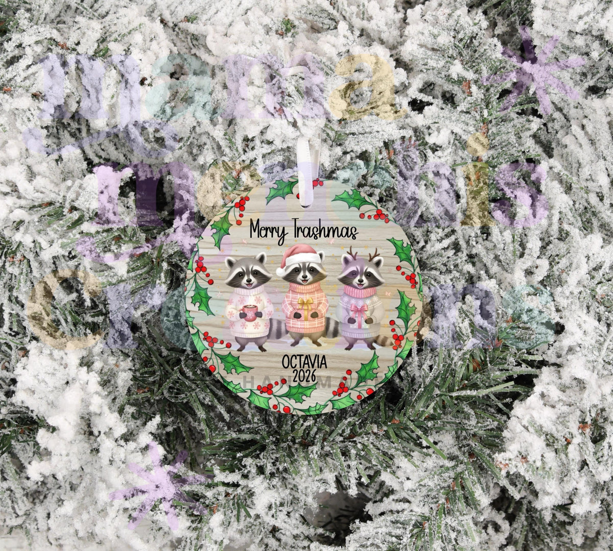 Merry Trashmas Raccoon personalized 2026 Christmas Ornament