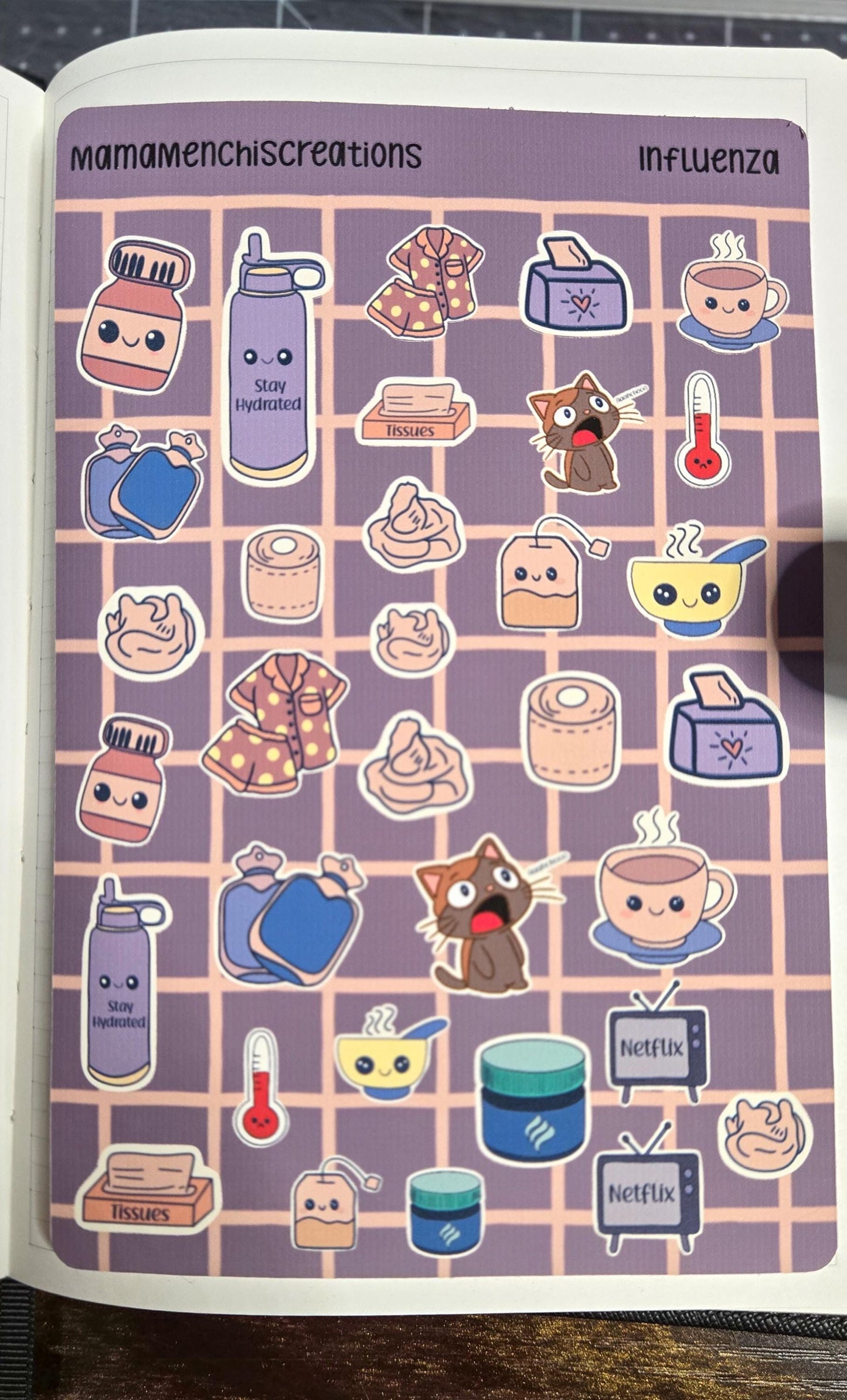 Influenza Cozy Sick Days Bujo Journal Planner Deco Sticker Sheet