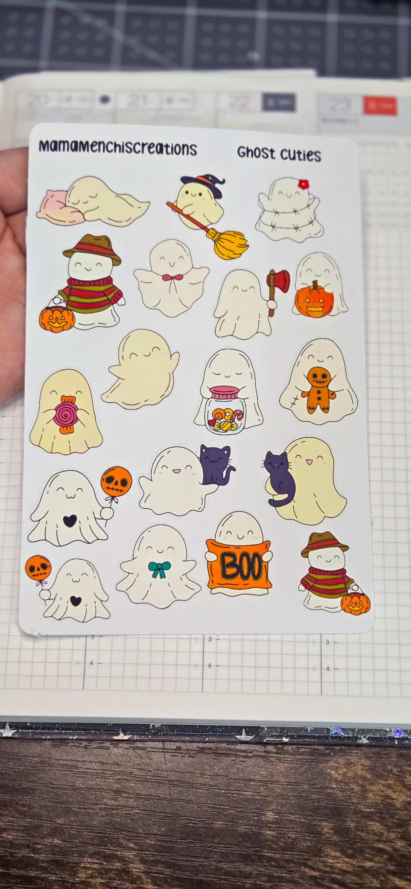 Cute Ghost Matte Sticker Sheet - Bujo Planner Stickers