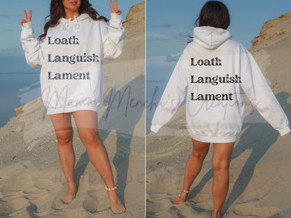 Loath Languish Lament distressed sublimation DTF Hand Drawn PNG Digital Download