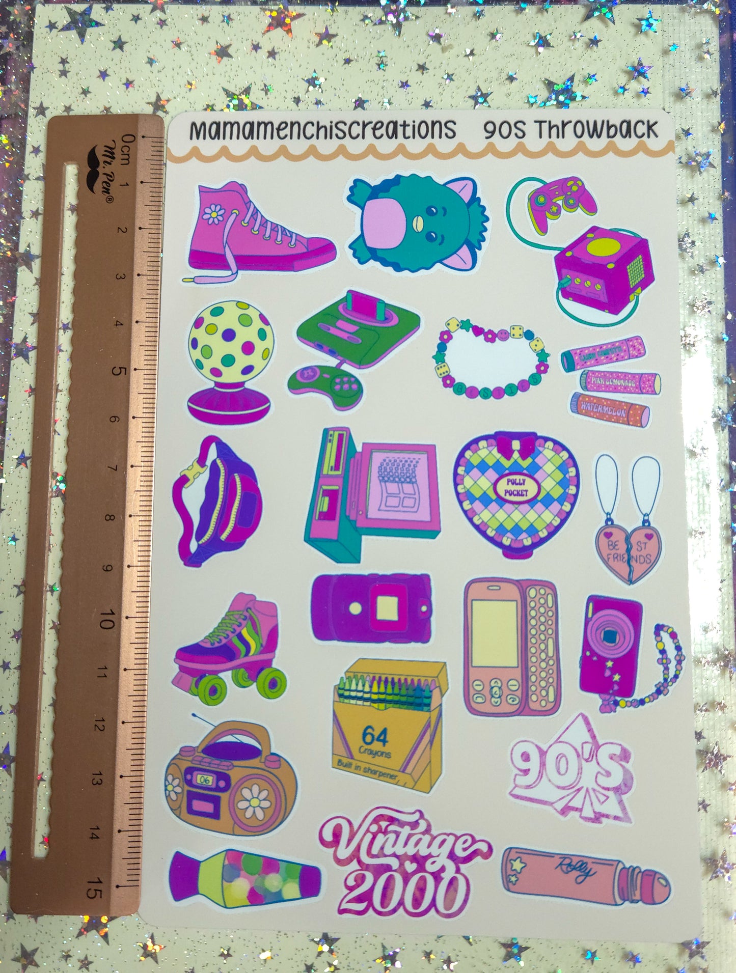 90's Throwback Matte Bujo Journal Planner Deco Sticker Sheet