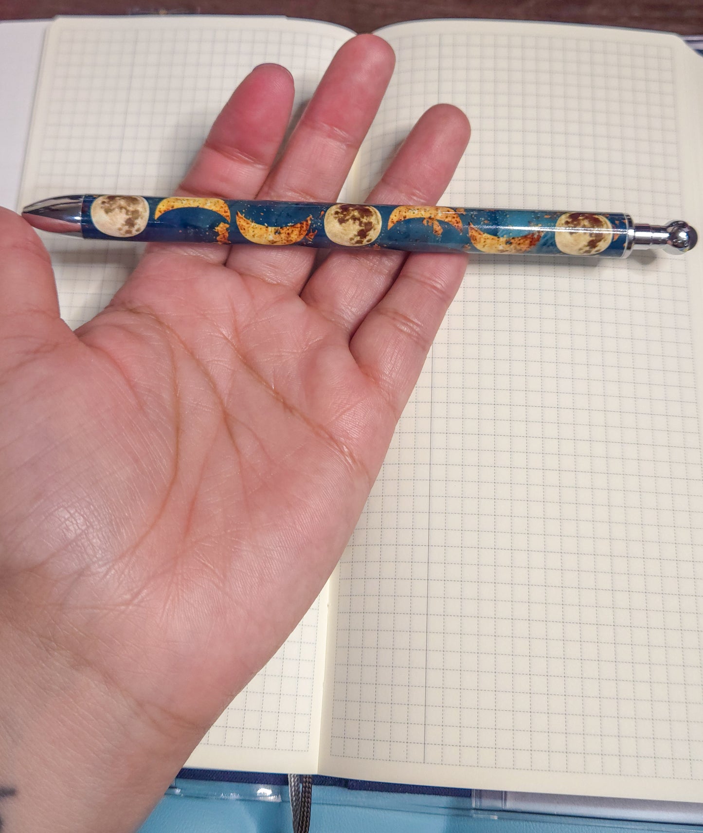 Celestial Moon Phase Refillable Retractable Gel Pen