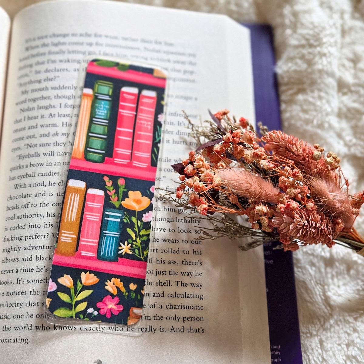 Bookstack Floral Handmade Laminated Bookmark