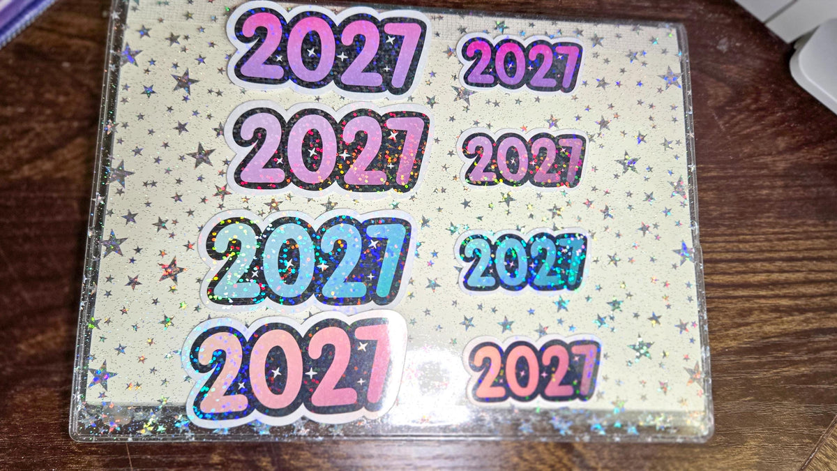 2027 Glossy Glittery Die Cut Bujo Journal Planner Laptop Sticker
