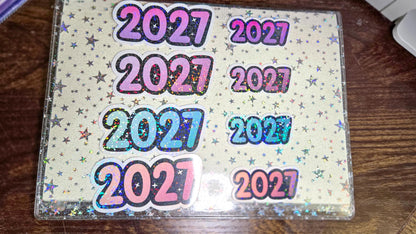 2027 Glossy Glittery Die Cut Bujo Journal Planner Laptop Sticker