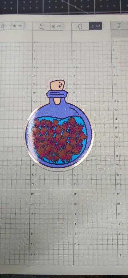 Spooky Creepy Teeth in Jar Glossy Die Cut Bujo Journal Planner Sticker