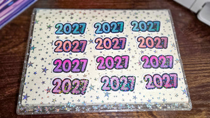2027 Glossy Glittery Die Cut Bujo Journal Planner Laptop Sticker