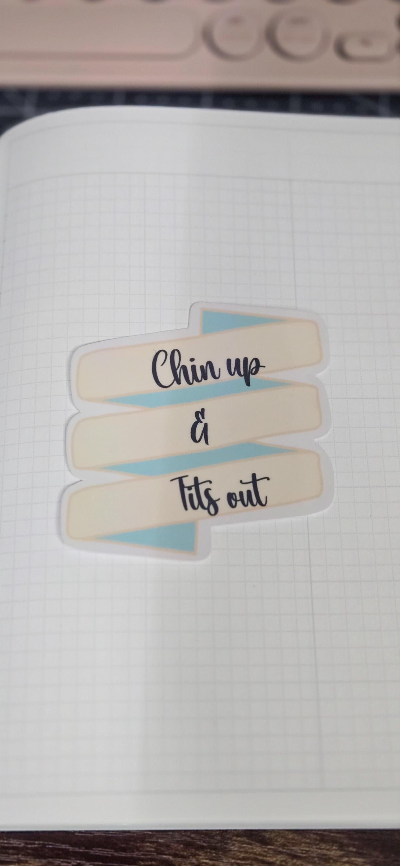 Chin Up Tits Out Funny Saucy Holographic Overlay Glossy Die Cut Bujo Journal Planner Sticker