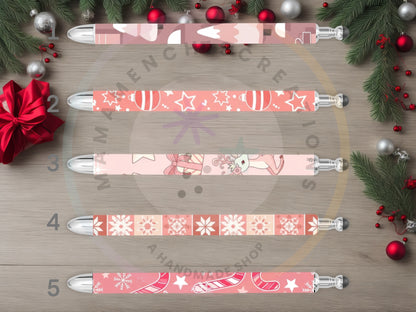 Pastel Pink Christmas Refillable Gel Pen