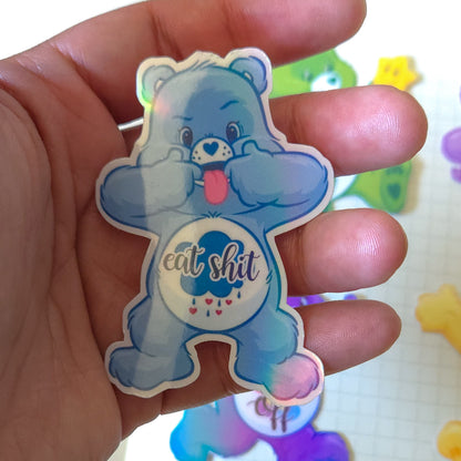 Swear Bears Themed Glossy and Holographic Sticker Flakes Bujo Journal Planner Laptop Sticker