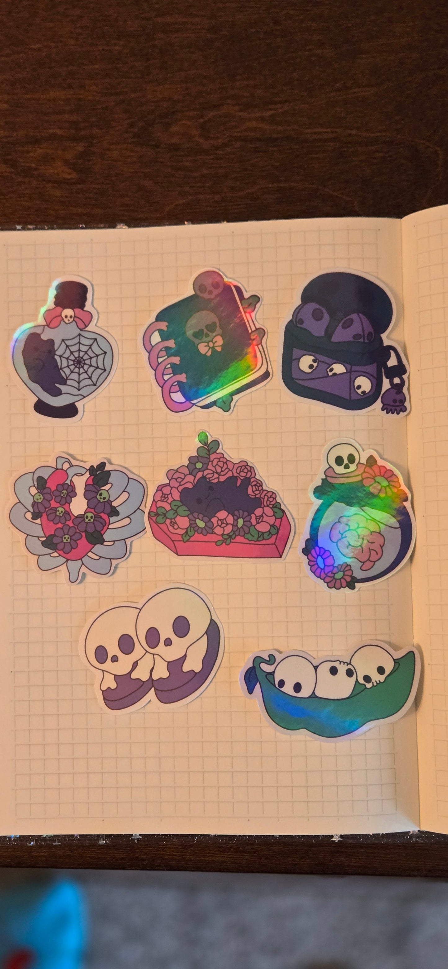 Hexes & Hugs Glossy Holographic Sticker Flakes Bujo Journal Planner Laptop Sticker