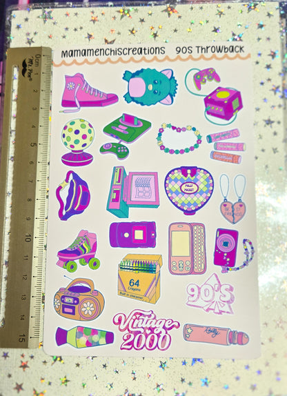 90's Throwback Matte Bujo Journal Planner Deco Sticker Sheet
