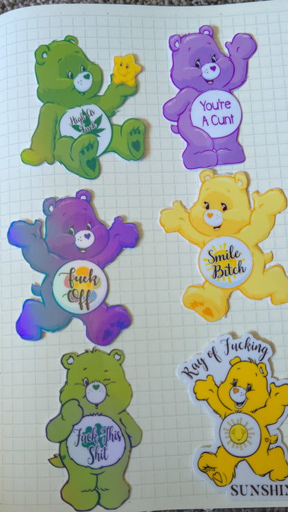 Swear Bears Themed Glossy and Holographic Sticker Flakes Bujo Journal Planner Laptop Sticker