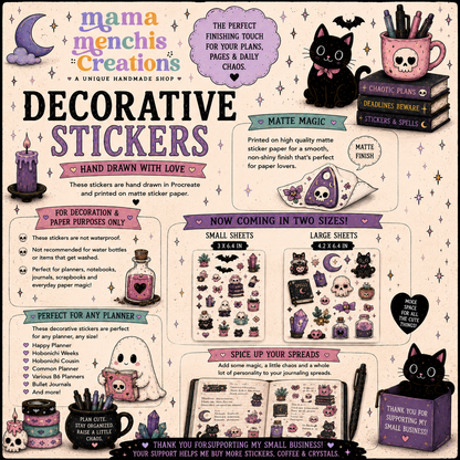 Summerween V1 Creepy Summer Vibes Matte Bujo Journal Planner deco Sticker Sheet