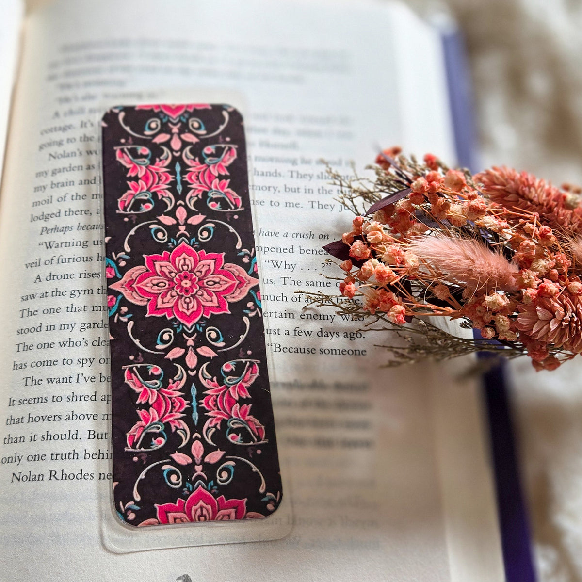 Dark Vibes Floral Handmade Laminated Bookmark