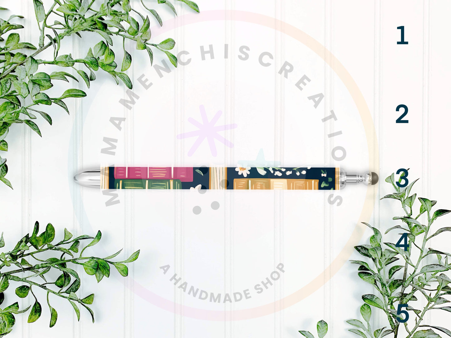 Bookish and Floral Vibes Refillable Retractable Gel Pen