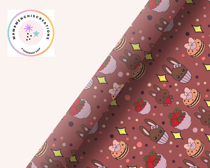 Spring Berries and Bunnies 12x12 Repeating Pattern Digital Paper sublimation DTF Hand Drawn PNG Digital Download
