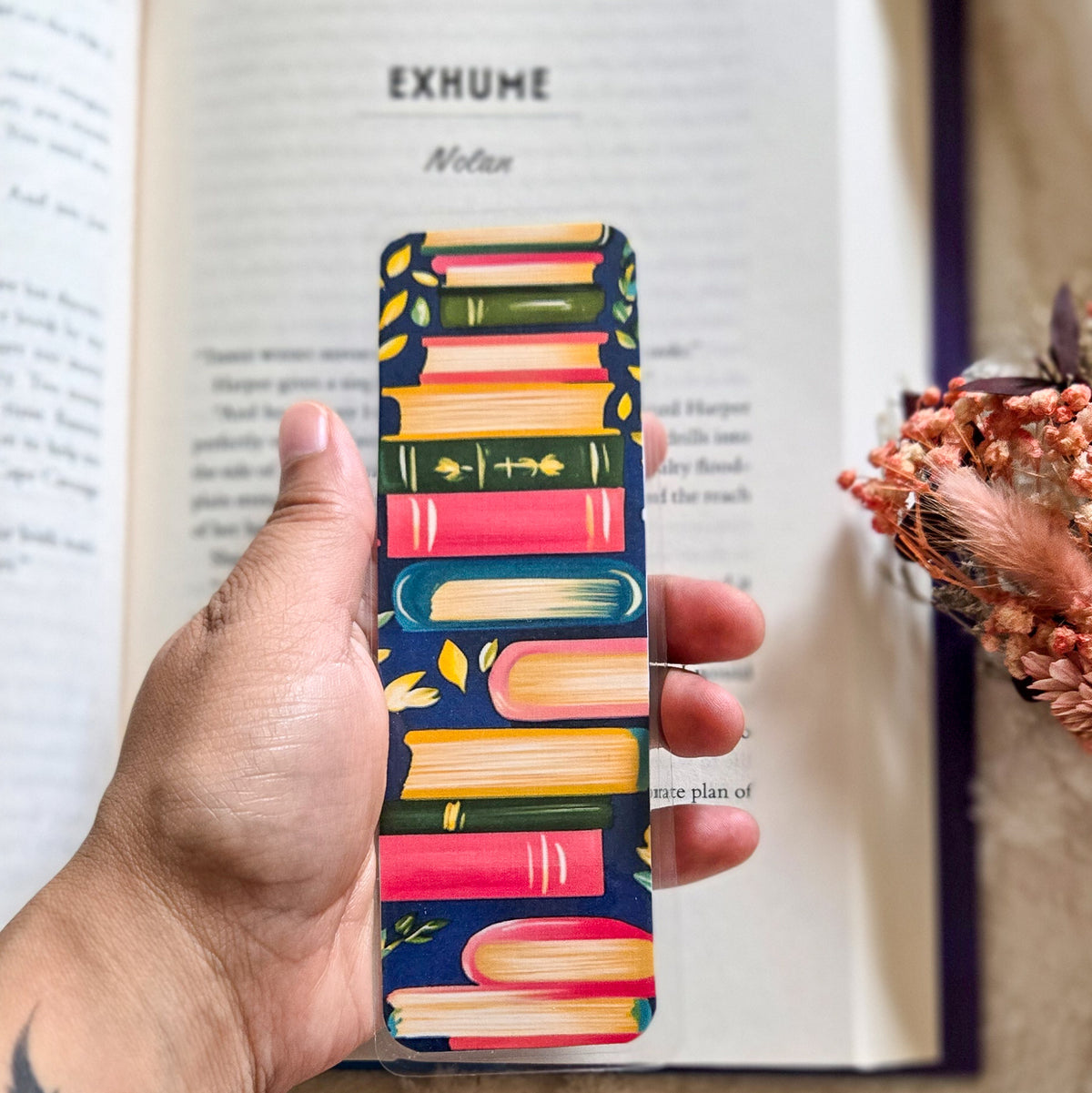Bookstack Floral Handmade Laminated Bookmark