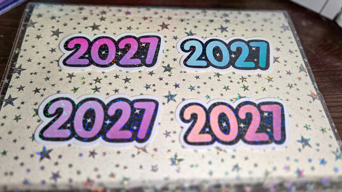 2027 Glossy Glittery Die Cut Bujo Journal Planner Laptop Sticker