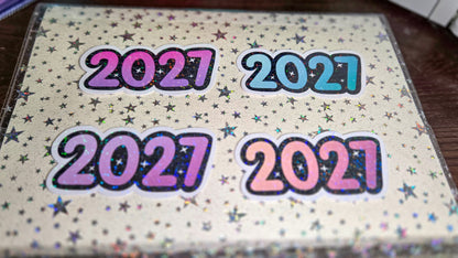 2027 Glossy Glittery Die Cut Bujo Journal Planner Laptop Sticker