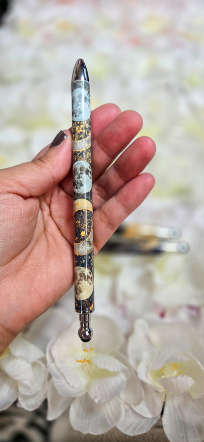 Celestial Moon Phase Refillable Retractable Gel Pen