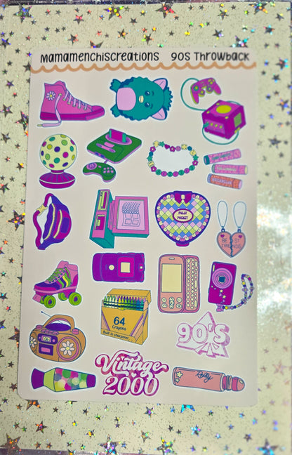 90's Throwback Matte Bujo Journal Planner Deco Sticker Sheet