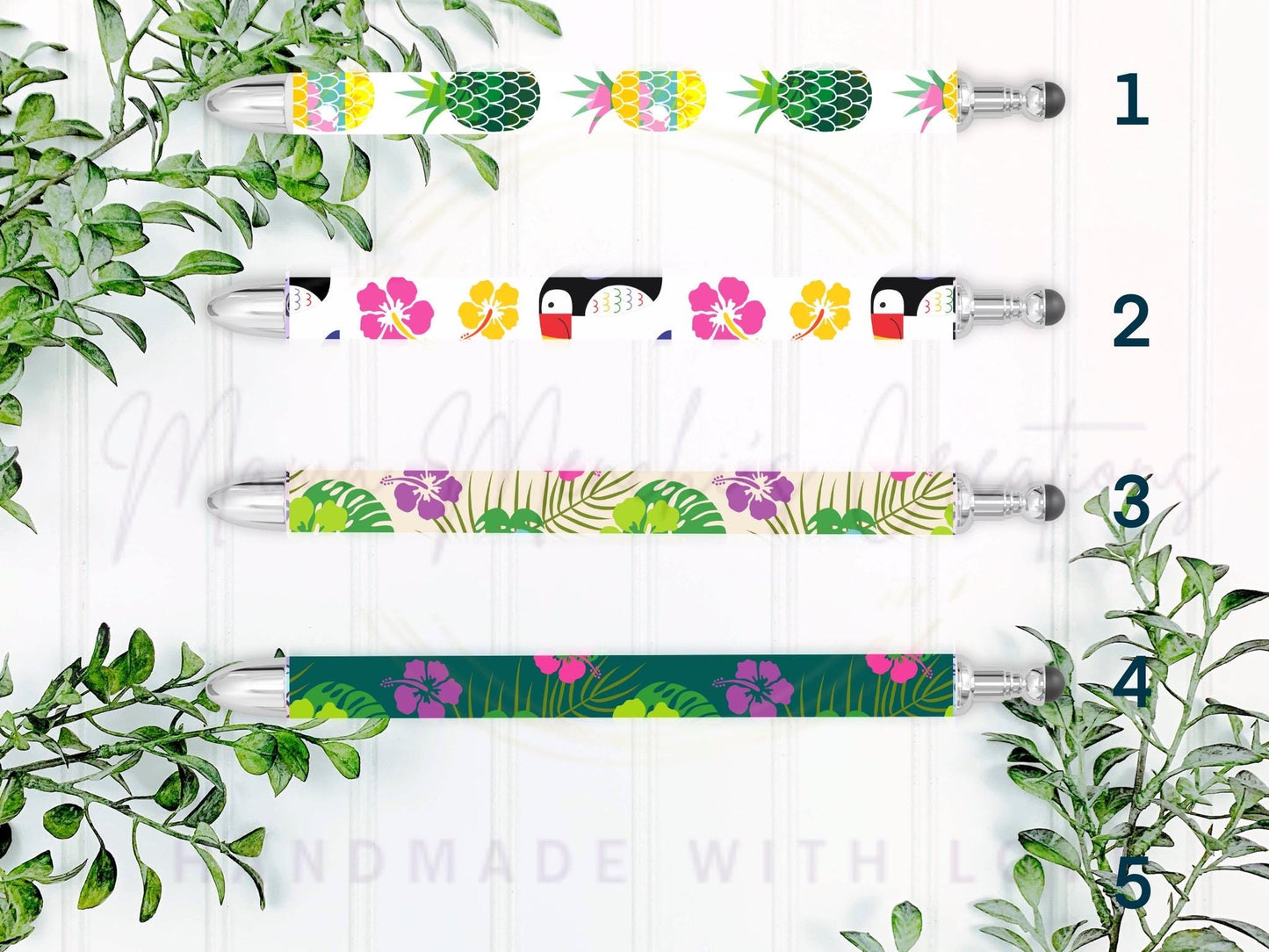 Summery Plants and Birds Pen Refillable Gel Pen