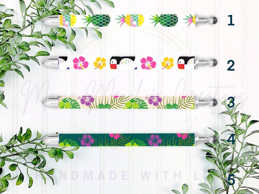 Summery Plants and Birds Pen Refillable Gel Pen