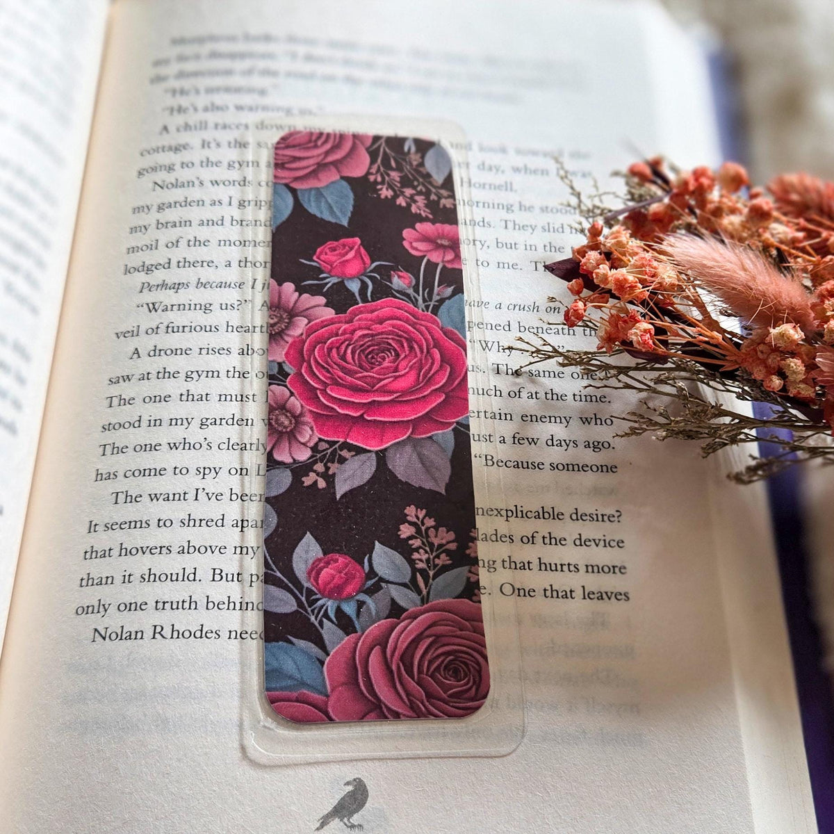 Dark Vibes Floral Handmade Laminated Bookmark