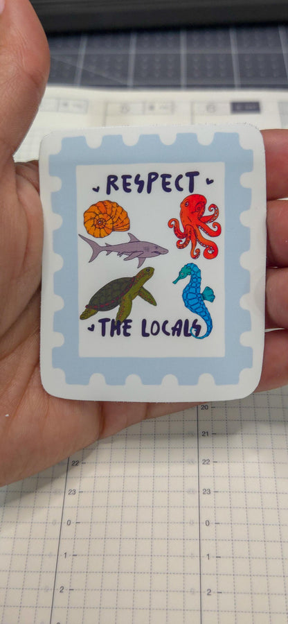 Respect the Locals Sea Animals Glossy Die Cut Bujo Journal Planner Sticker