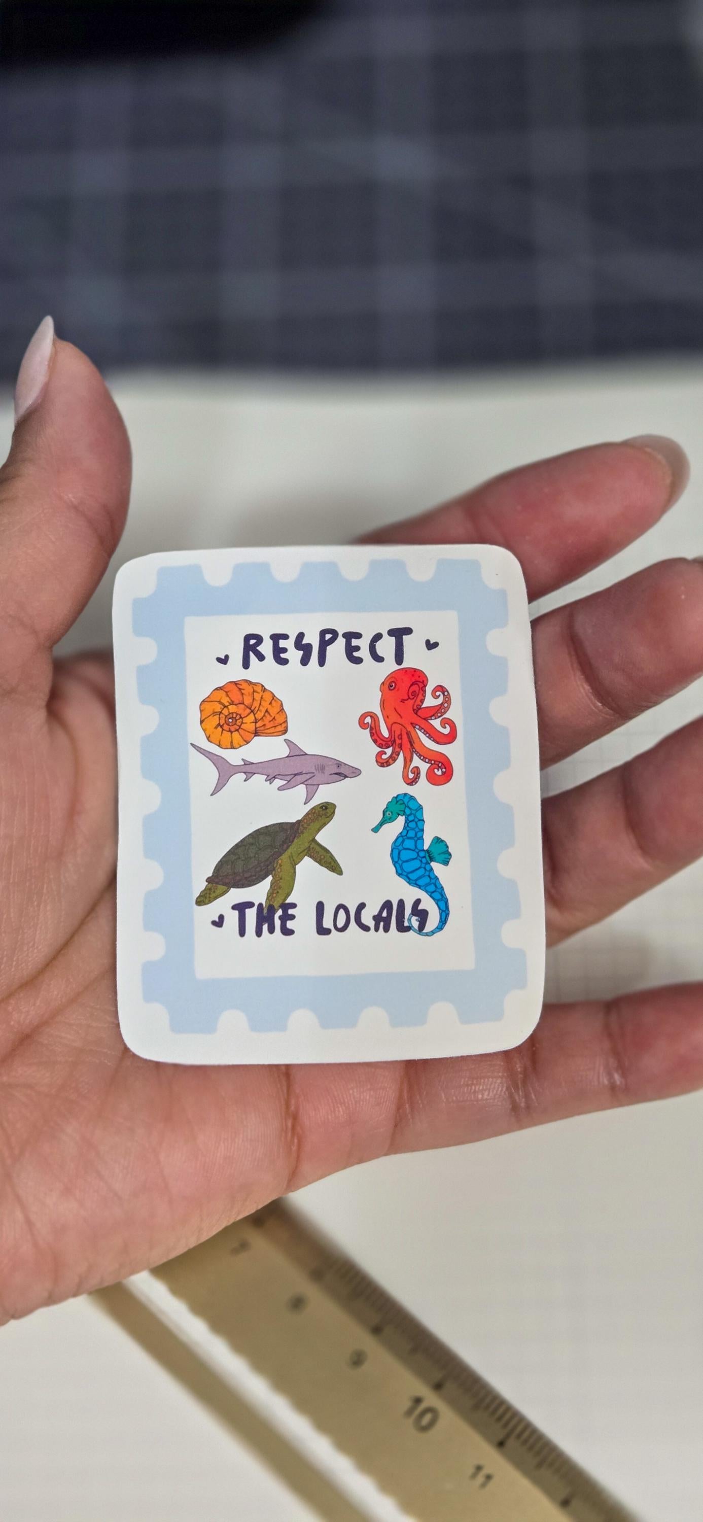 Respect the Locals Sea Animals Glossy Die Cut Bujo Journal Planner Sticker