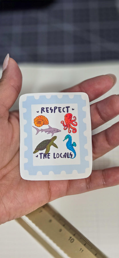 Respect the Locals Sea Animals Glossy Die Cut Bujo Journal Planner Sticker