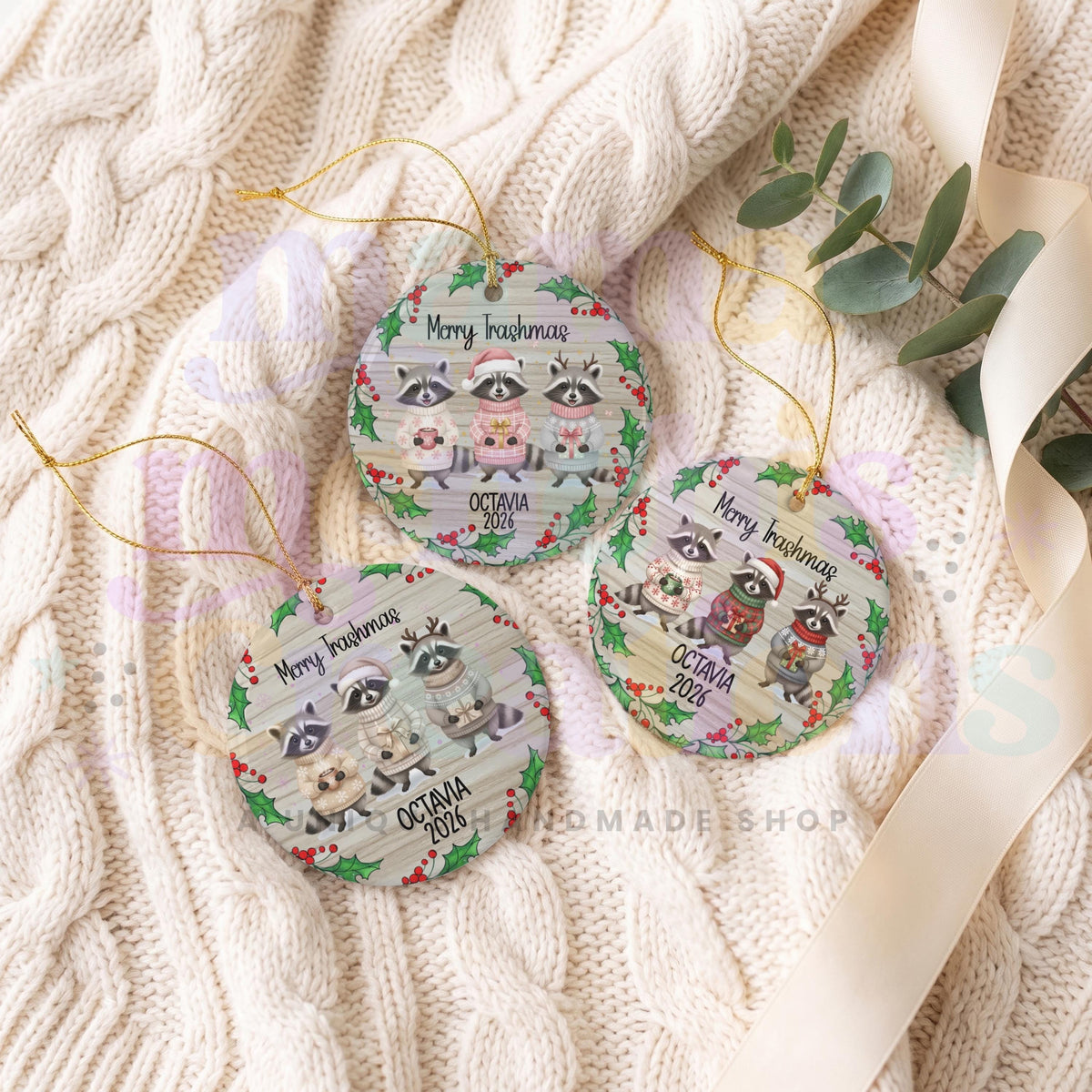 Merry Trashmas Raccoon personalized 2026 Christmas Ornament