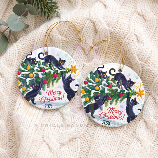 2026 Cats in Christmas Tree Christmas Ornament