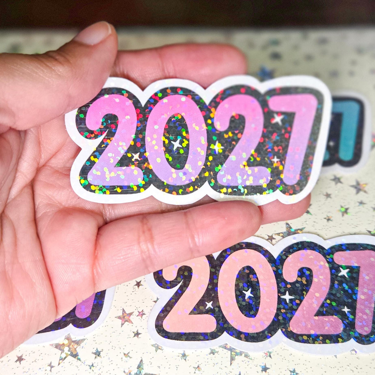2027 Glossy Glittery Die Cut Bujo Journal Planner Laptop Sticker