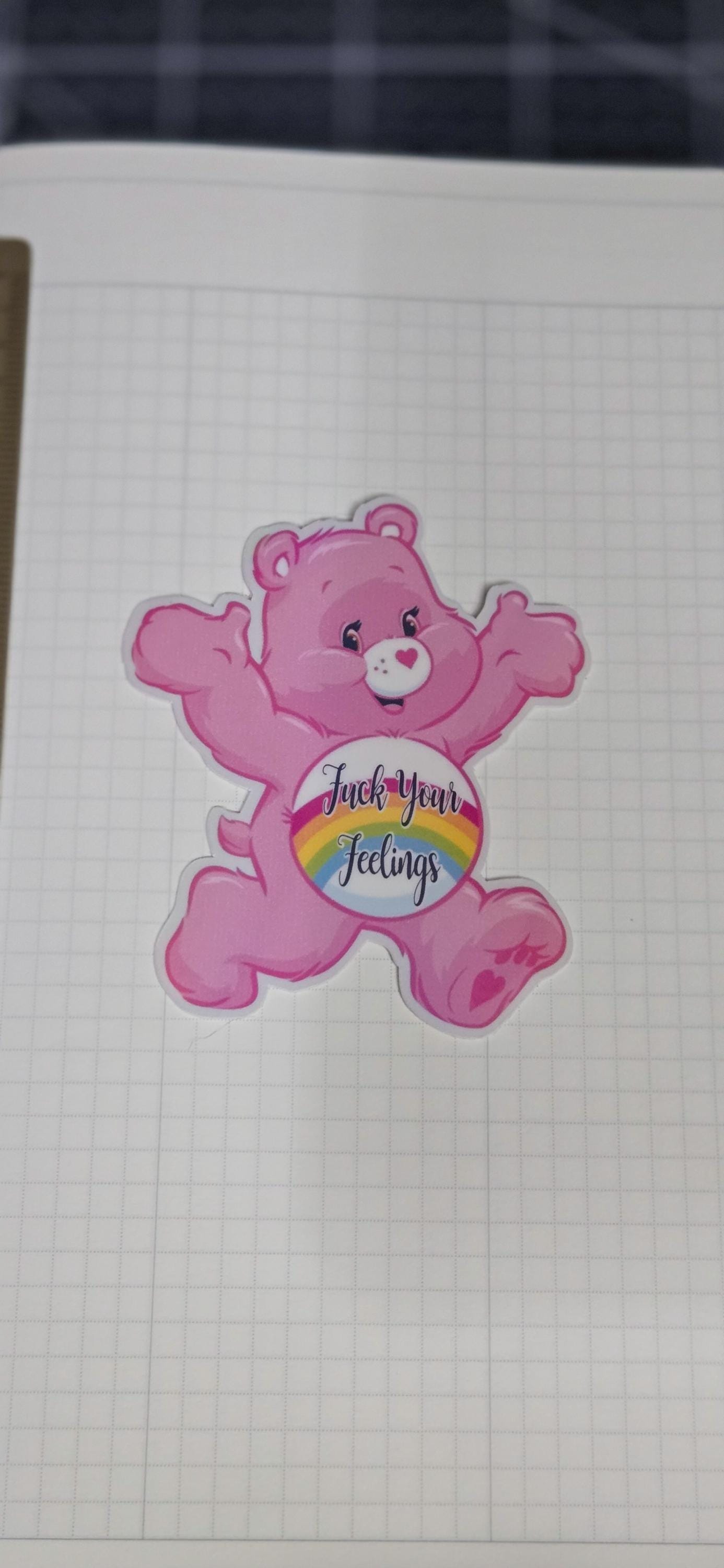 Pink Swear Bear F*ck Your Feelings Holographic Die Cut Bujo Journal Planner Sticker