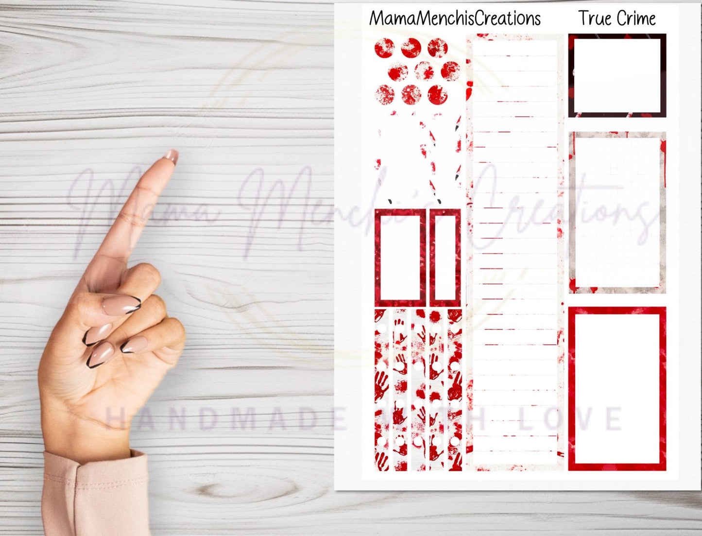 True Crime Matte Bujo Journal Stand Size Planner deco Sticker Sheet