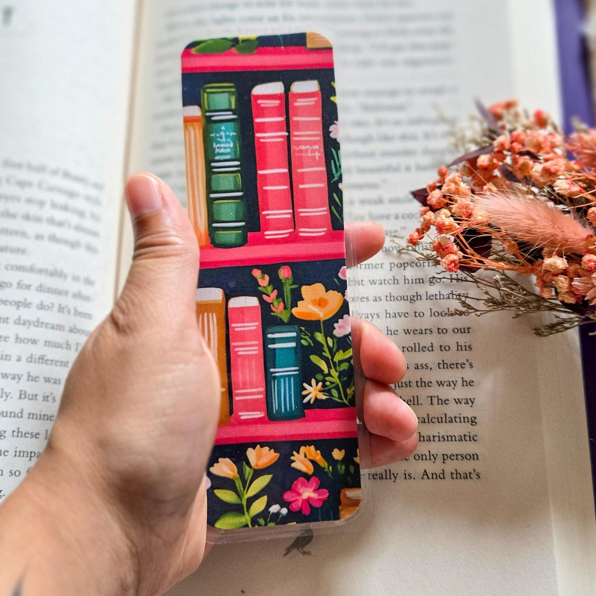 Bookstack Floral Handmade Laminated Bookmark